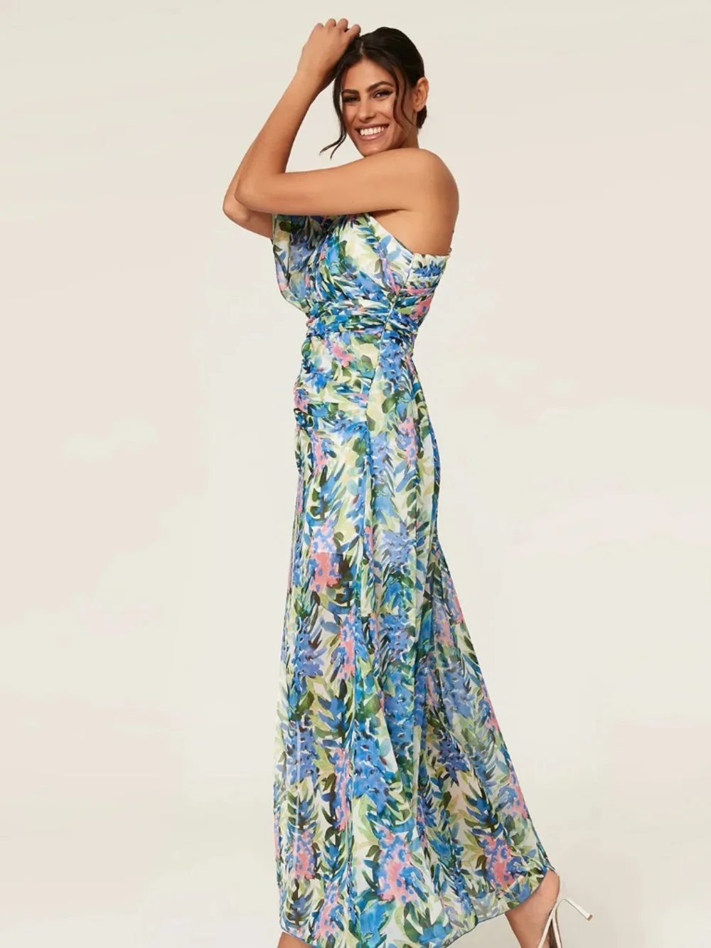 Floral One Shoulder Gown - Picture 3 of 5